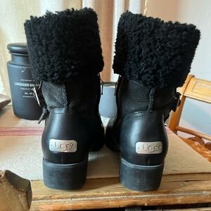UGG black Bellevue leather and shearling boots